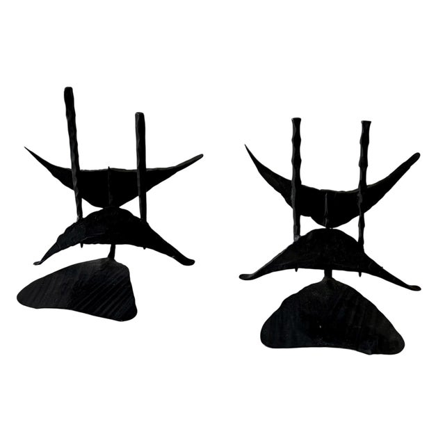 David Palombo, Modernist Brutalist Hand Forged Iron Bookends Sculpture Israeli David Palombo For Sale - Image 11 of 12