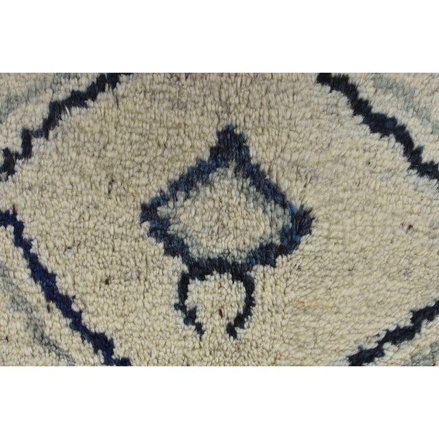 Ivory Moroccan Rug 8'2'' X 9'11'' Ivory Wool Geometric Hand-Knotted Carpet For Sale - Image 8 of 14
