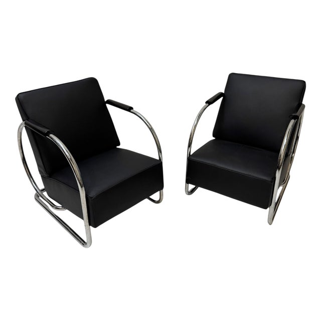 Art Deco Tubular Steel Lounge Chairs by Frits Kuyken, 1936, Set of 2 For Sale