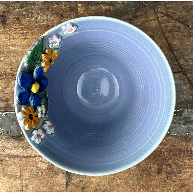 Late 20th Century Vintage Original Studio Pottery Double Flower Bowl For Sale - Image 5 of 12