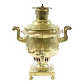 Antique Brass Samovar 19th Century With Stamps Missing Top Knobs For Sale