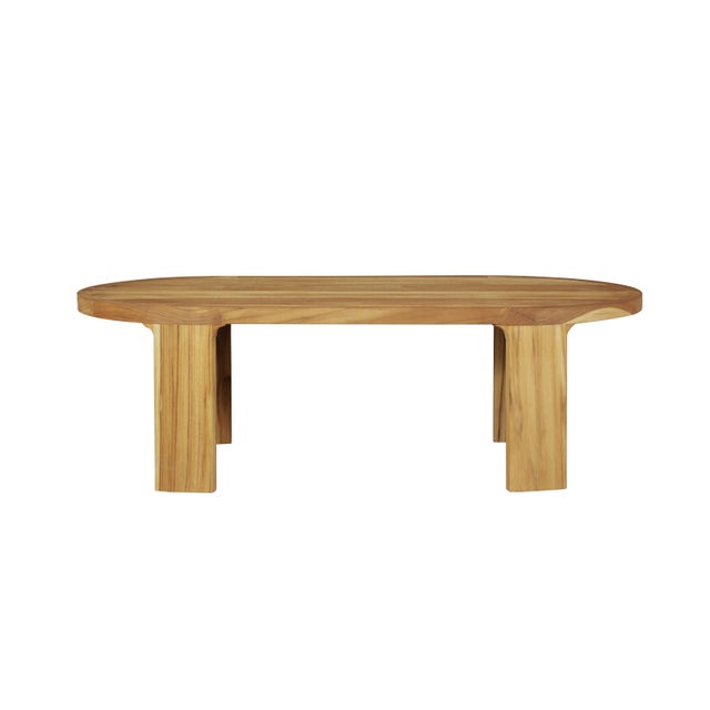 Eclipse Outdoor Solid Teak Wood Coffee Table, Golden Brown For Sale In Chicago - Image 6 of 7