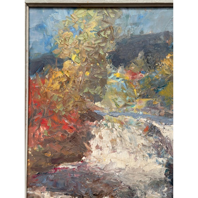 Hundt, Waterfall, 1950s, Oil Painting on Panel, Framed For Sale - Image 8 of 16