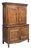 Antique French Elm Deux Corps Buffet Cabinet With Inlay and Fitted Interior For Sale