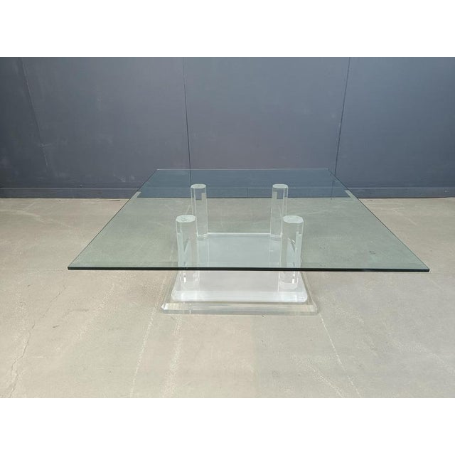 Glass Acrylic Glass Column Coffee Table, 1970s For Sale - Image 7 of 13