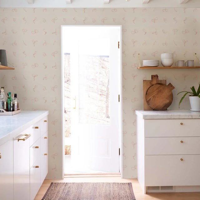 Schumacher Sample - Schumacher Butcher String Wallpaper, Red & White on Ivory For Sale - Image 4 of 5