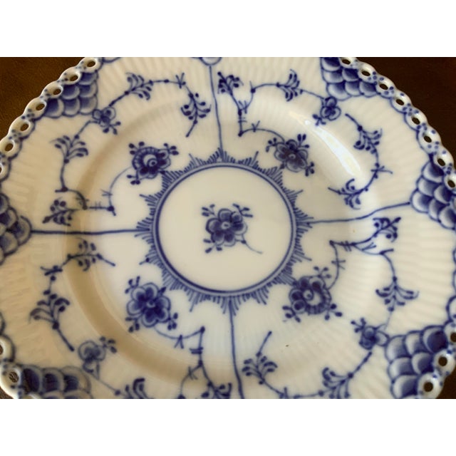 Royal Copenhagan 1970s Royal Copenhagen Blue Fluted Full Lace Side Plate 1088 For Sale - Image 4 of 7