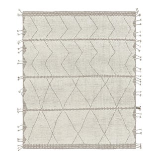 Rug & Kilim’s Moroccan Rug in Gray With White Geometric Patterns For Sale