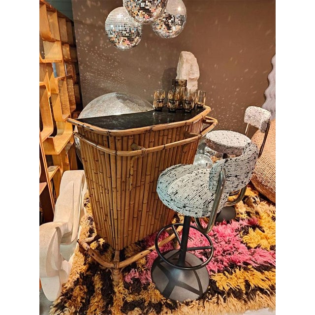 1970s Vintage Bamboo Rattan Cocktail Bar, 1970s For Sale - Image 5 of 7