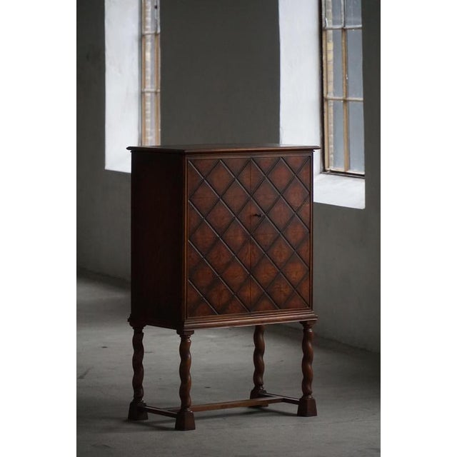Swedish Grace Art Deco Geometric Cabinet in Oak from Thysells Möbler, 1940s For Sale - Image 4 of 17