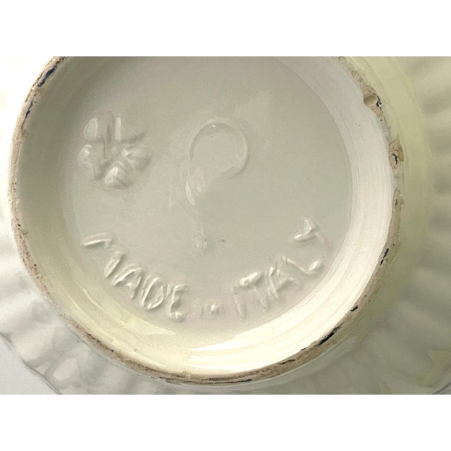 Ceramic Antique Italian Pottery Blue White Bowl For Sale - Image 7 of 10