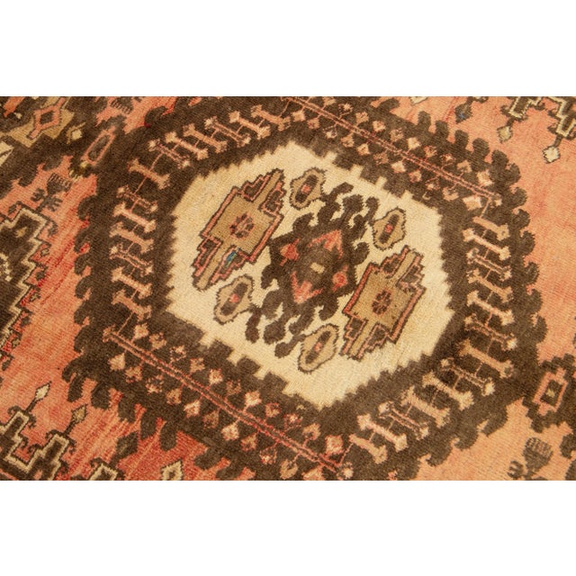 Textile 1960s Hanmadan Wool Rug With Medallion Motif in Peach Color For Sale - Image 7 of 7