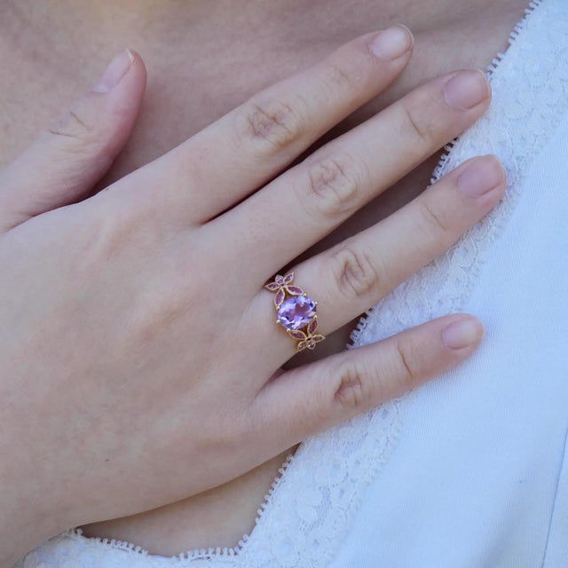 Not Yet Made - Made To Order Kai Rose De France Amethyst Pink Sapphire Ring in 14k Solid Gold, size 5 For Sale - Image 5 of 6