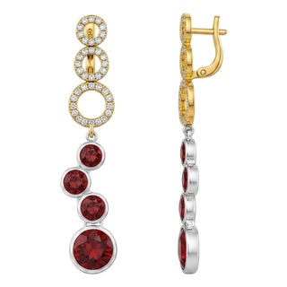 Contemporary Silver Garnet Earrings, Pair For Sale