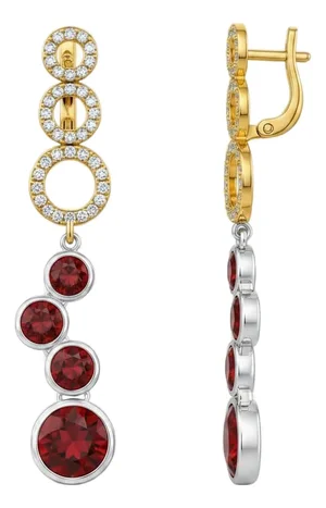Contemporary Silver Garnet Earrings, Pair