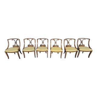 1950s Set of 6 Vintage Shield‑Back Dining Chairs With Medallion Detail For Sale
