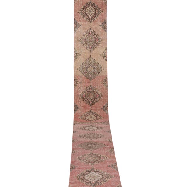 Mid-Century Modern 1960s Turkish Oushak Runner 2'6'' X 24'1'' For Sale - Image 3 of 12