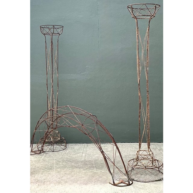 Vintage Patinated Wire Frame Garden Arch For Sale - Image 11 of 14