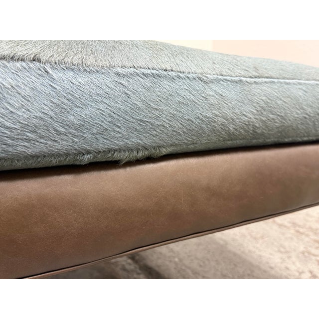Lee Industries for Witford Hide + Leather Ottoman For Sale - Image 9 of 12