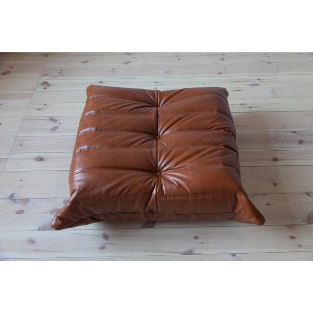 Cognac Brown Leather Togo Living Room by Michel Ducaroy for Ligne Roset, Set of 5 For Sale - Image 3 of 13