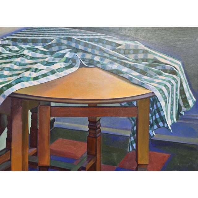 Realism Large Pamela Rubin Realistic Oil on Canvas Painting of a Gateleg Table 40" X 50" For Sale - Image 3 of 7