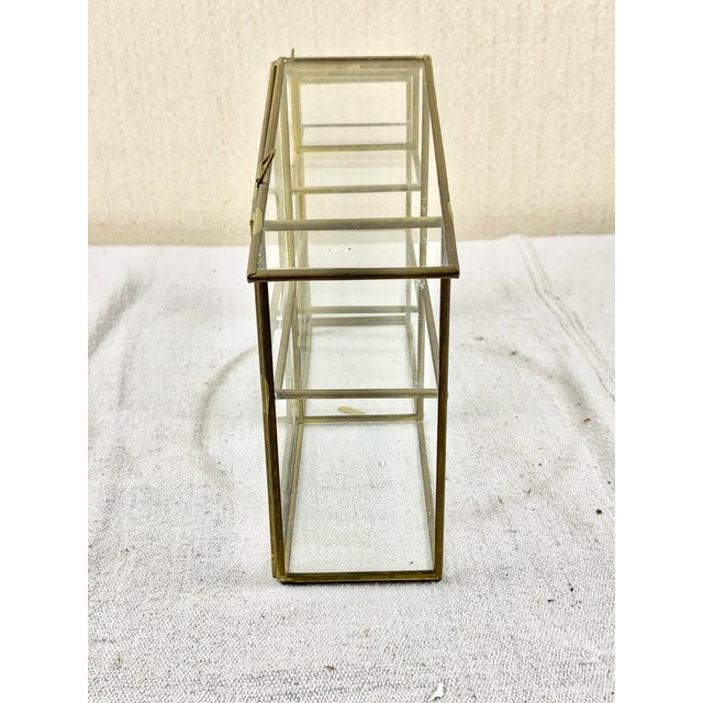 Mid-Century Modern Vintage Brass and Glass House Display Shelf For Sale - Image 3 of 10