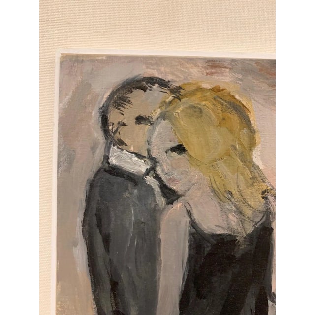 Bruno Paoli "Lover" Original Italian Modern Figurative Portrait, 20th Century Florence Italy Fine Art Painting, Oil on Canvas, 21.5x17.5" For Sale - Image 4 of 7