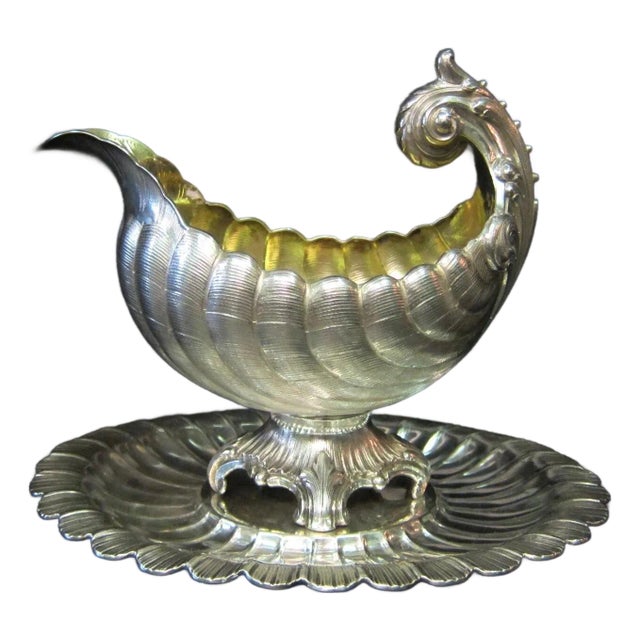 Early 20th Century L. Posen 800 Silver Sauce Boat For Sale