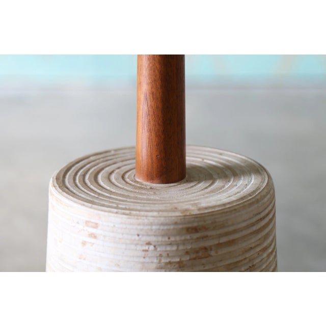 Marshall Studios 1950s Jane and Gordon Martz for Marshall Studios Walnut Floor Lamp With Ceramic Base For Sale - Image 4 of 11