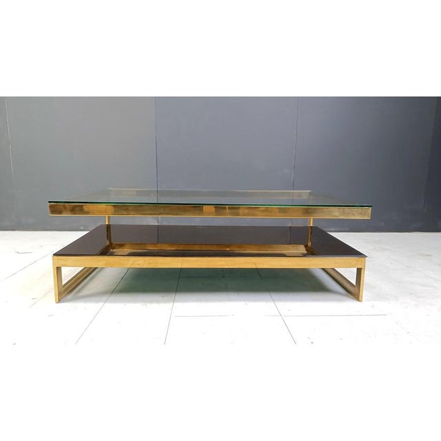 1970s Vintage 23kt Gold 2-Tier Coffee Table from Belgochrom, 1970s For Sale - Image 5 of 11