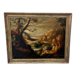 Italianate Old Master Style Landscape With Ruins and River Valley, 19th Century For Sale