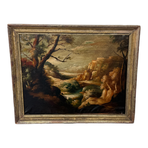 Italianate Old Master Style Landscape With Ruins and River Valley, 19th Century