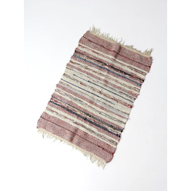 Red Vintage American Handmade Rag Rug For Sale - Image 8 of 12
