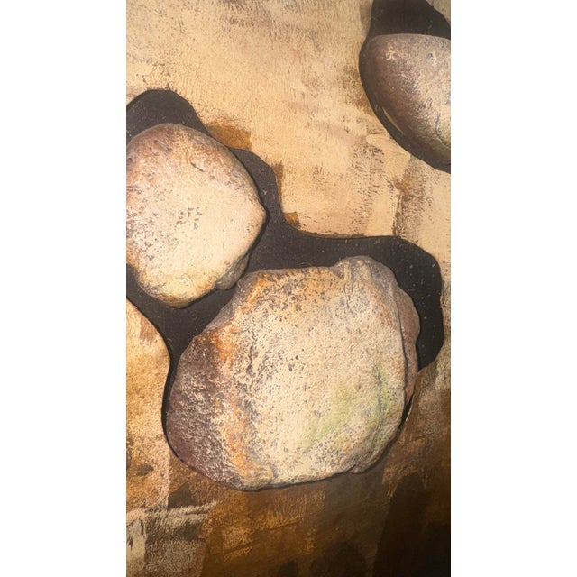 Mid-Century Modern Vintage Organic Painted Wall Sculpture With Emerging Rocks For Sale - Image 3 of 12