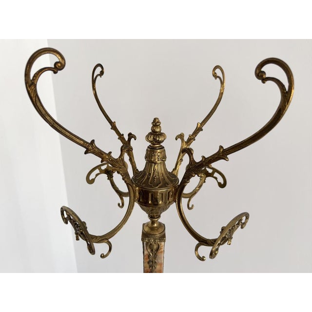 Vintage Italian Brass and Onyx Hall Tree Coat Rack with Rotating Crown and Female Faces, 1960s For Sale - Image 13 of 18