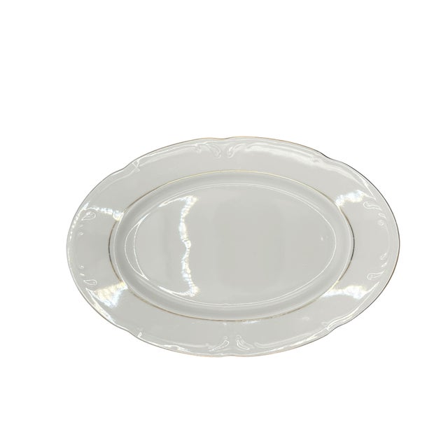 Ceramic Vintage Baum Southington "Golden Rhapsody" Polish Oval Serving Platter For Sale - Image 7 of 11