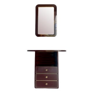 Bordeaux Chest and Mirror, 1980s, Set of 2 For Sale