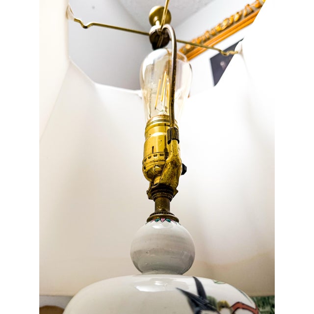 Mid 20th Century Chinoiserie Floral Porcelain Vase Table Lamp. For Sale - Image 9 of 10