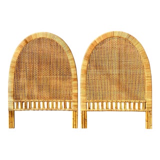 Vintage Coastal Rattan Twin Headboards - a Pair For Sale