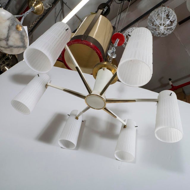 1960s Sunburst chandelier in the style of Stilnovo For Sale - Image 5 of 10