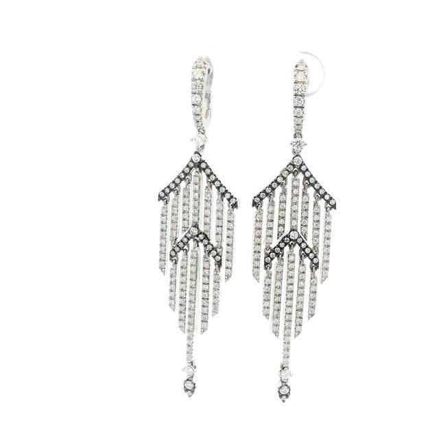 Casato Gioielli Italian 18k White Gold Diamond Art Deco Revival Chandelier Earrings, Pair For Sale In Miami - Image 6 of 13