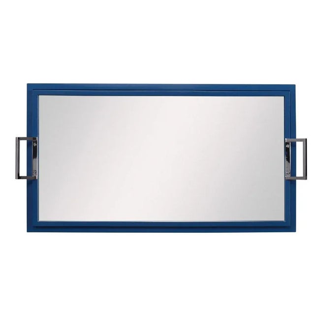 Transitional Mandalay Mahogany Bar Cart, Navy For Sale - Image 3 of 4