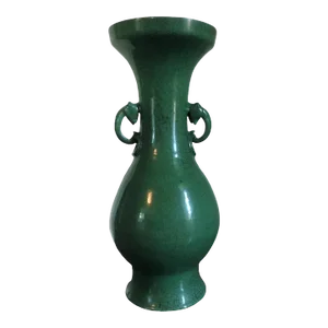 19th Century Chinese Porcelain Floor Vase with Green Crackle Glaze