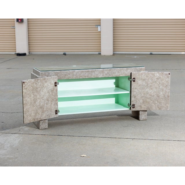 Vintage Postmodern 80s-90s Credenza Cabinet With Glass Top For Sale - Image 10 of 16