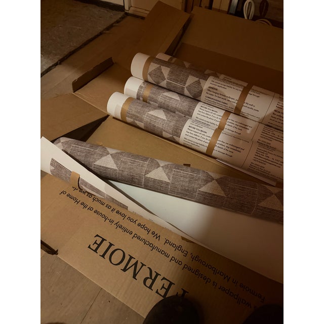 11 Rolls of Fermoie Flag Wallpaper Chocolate Brown For Sale - Image 4 of 6