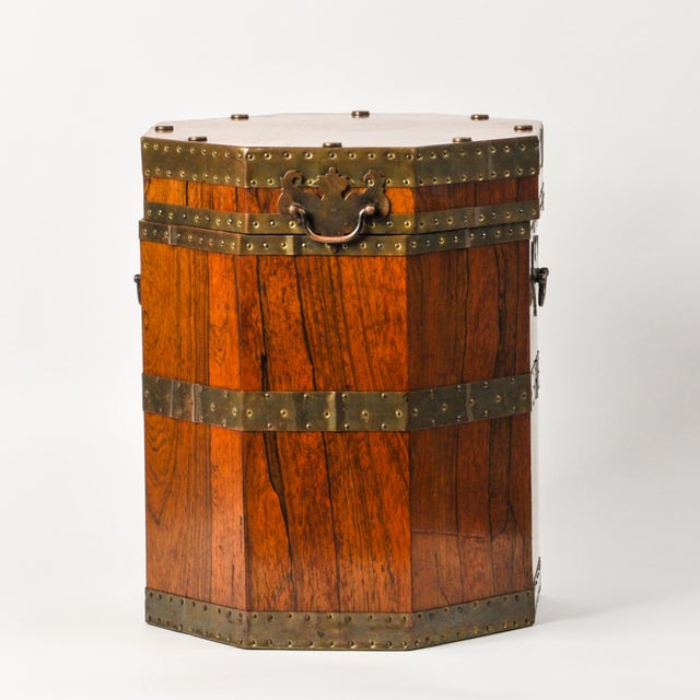 English Antique English Mahogany Octagonal Chest With Brass Fittings For Sale - Image 3 of 15