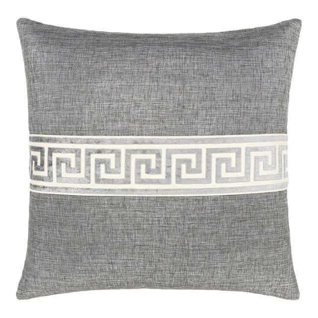 Scalamandre 22" x 22" Greek Key Pillow in Stone For Sale