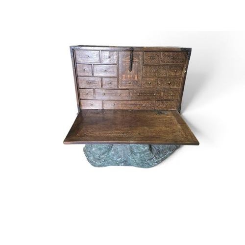 Green 17th Century Spanish Bargueño Cabinet with Secret Drawers and Marquetry, 1670 For Sale - Image 8 of 17