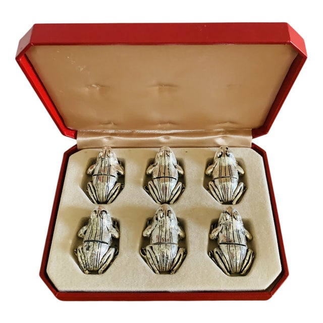 Silver-Plated Frog Knife Rests, 1950s, Set of 6 For Sale