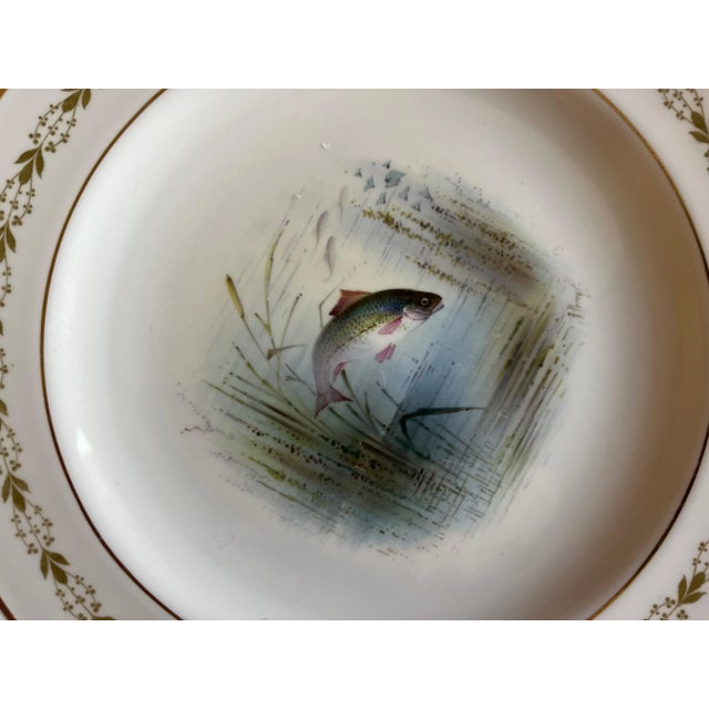 Early 20th Century Pair Antique Copeland Spode Porcelain Fish Plates for Tiffany & Co. For Sale - Image 5 of 9